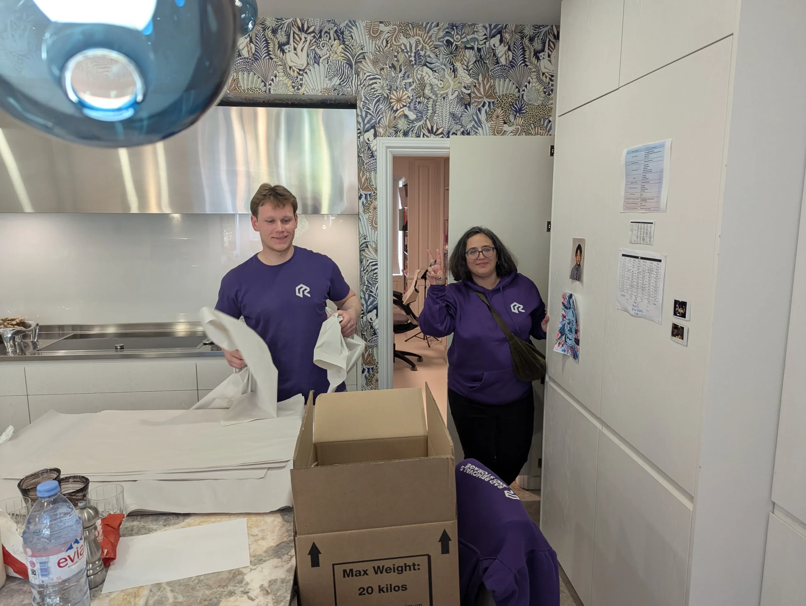 Rad’s team packing fragile items and freight in West London, showcasing expertise in fragile and freight packing services.